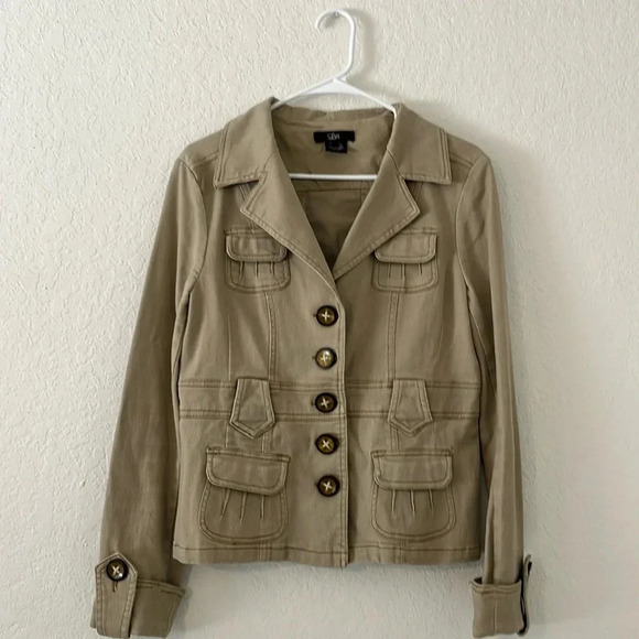 Luii jacket medium neutral jacket denim feel cotton blend cute buttons pockets - Picture 1 of 12